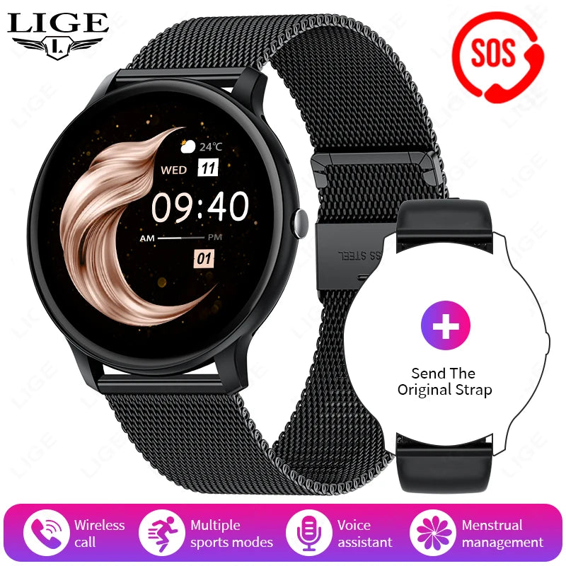 LIGE Smart Watch Women Men Bluetooth Call Sports Fitness Heart Rate Health Monitor Smartwatch Ladies For Android iOS