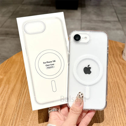 Acrylic Clear Magnetic Case For iPhone 16E 16 14 15 13 12 Mini 11 Pro XS Max XR 7 8 Plus For Magsafe Wireless Charge Hard