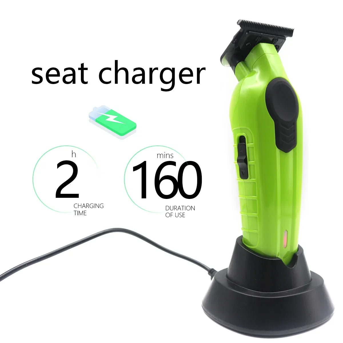 Professional T-Blade Hair Trimmer – USB Charging Base, DLC Blade, Beard & Hair Cutter