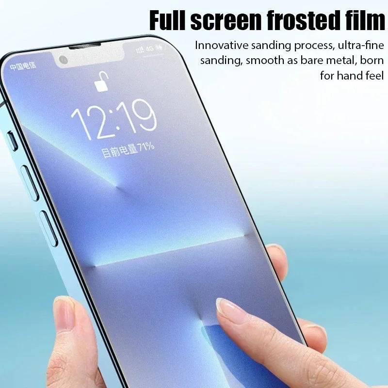 4Pcs Matte Tempered Glass For iPhone 14 13 12 11 15 Pro Max 7 8 16 Plus Frosted Screen Protector For iPhone 17 PRO X XR XS MAX