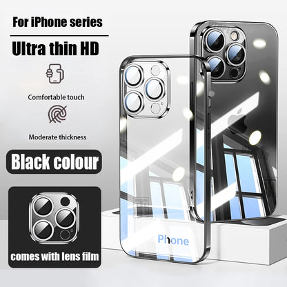 Official 17 Air Series Original Color Phone Case for iPhone 16 15 14 13 12 11 Pro Max Plus Transparent Simplicity TPU Soft