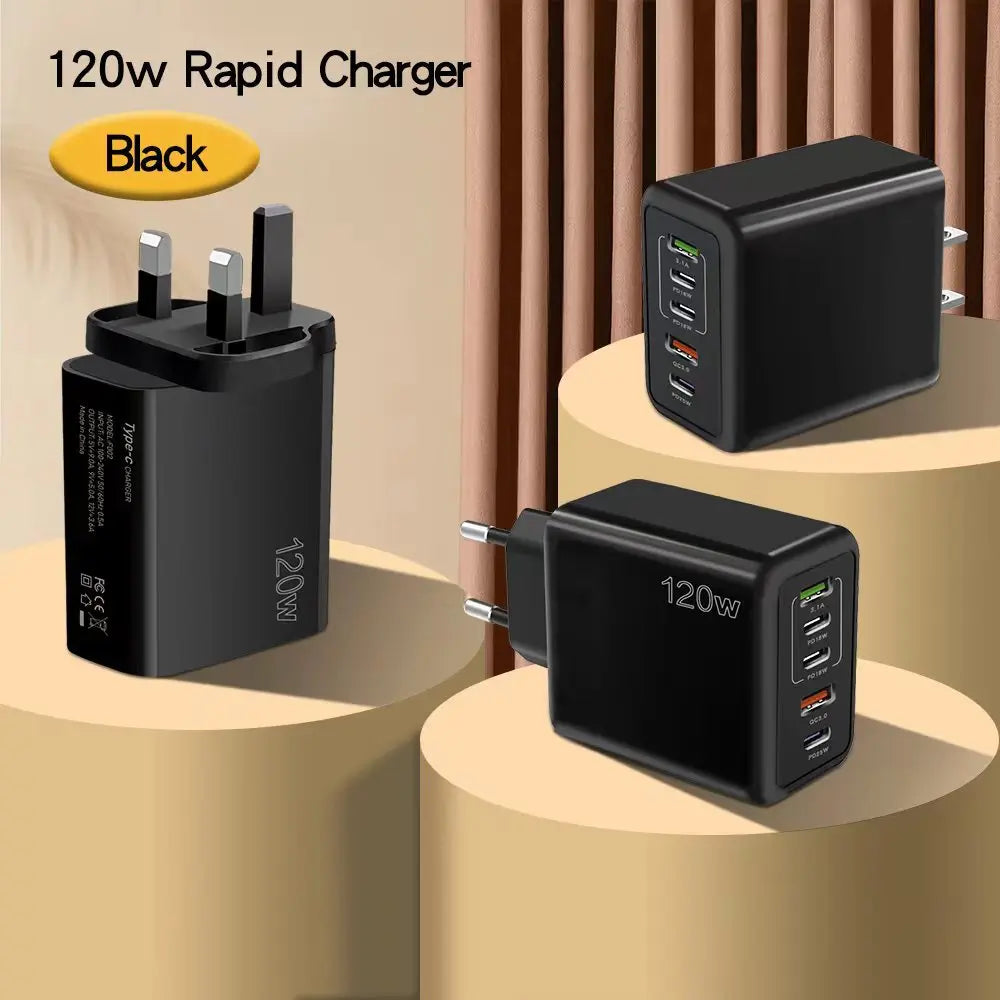 PD 5 Port USB Charger Fast Charging QC3.0 USB C Type C Mobile Phone  For iPhone Huawei Samsung Xiaomi ipad Quick