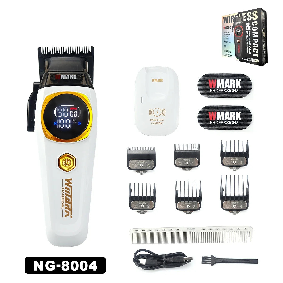 WMARK NG-8004 Hair Clipper – 2025 Brushless Motor, DLC Blade, Wireless Charging