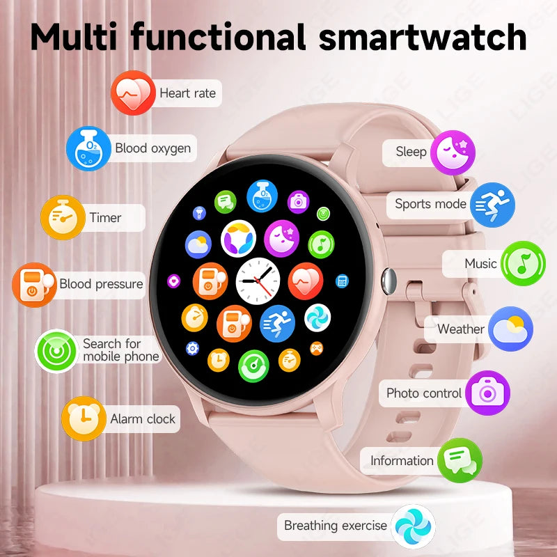 LIGE Smart Watch Women Men Bluetooth Call Sports Fitness Heart Rate Health Monitor Ladies For Android iOS
