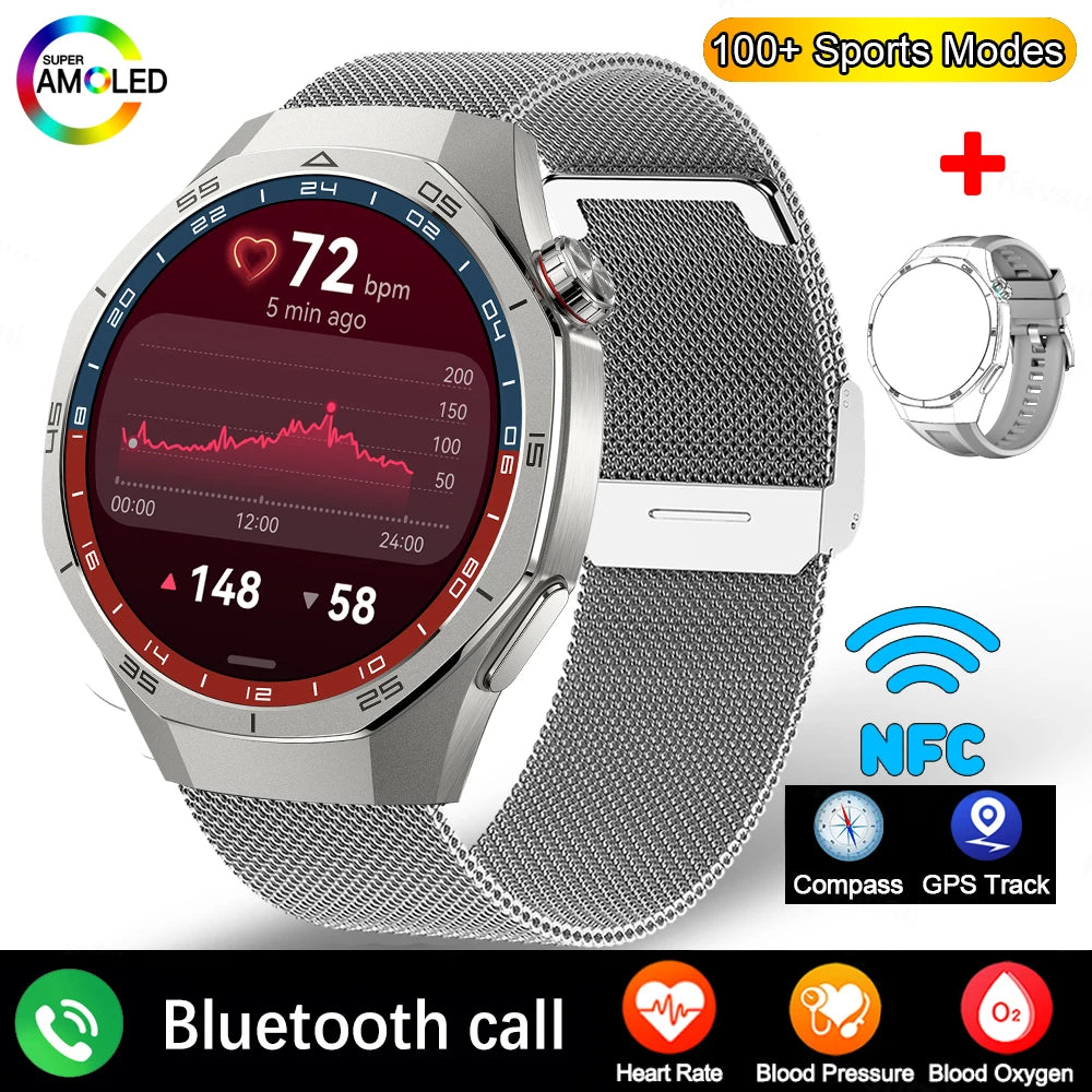 LAXASFIT 2025 New Smart Watch Men's 1.52 HD Screen Bluetooth Talk Heart Rate Monitor Men Women NFC Outdoor Sports