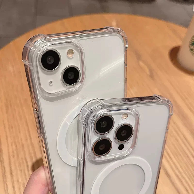 Luxury Transparent Magnetic For Magsafe Wireless Charge Cases For iPhone 16 14 13 12 11 15 Pro Max Shockproof Accessories