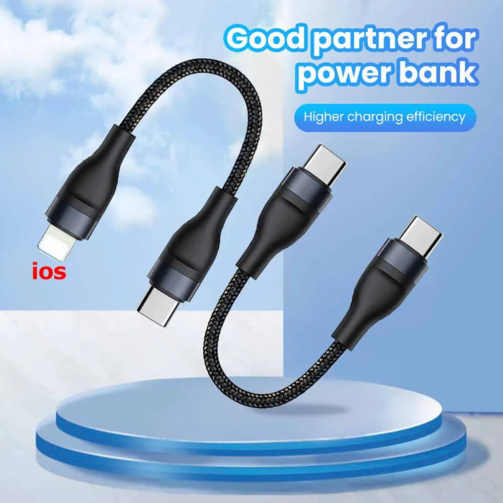120W PD Fast Charger Type C Quick  3.0 USB C For iPhone 15 16 Samsung Xiaomi 0.25m USB C to C Short Cable