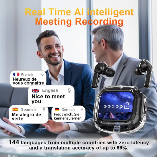 Translation Headphones with Multifunction Touch Screen Smart Wireless Bluetooth HiFi Audio Quality Business