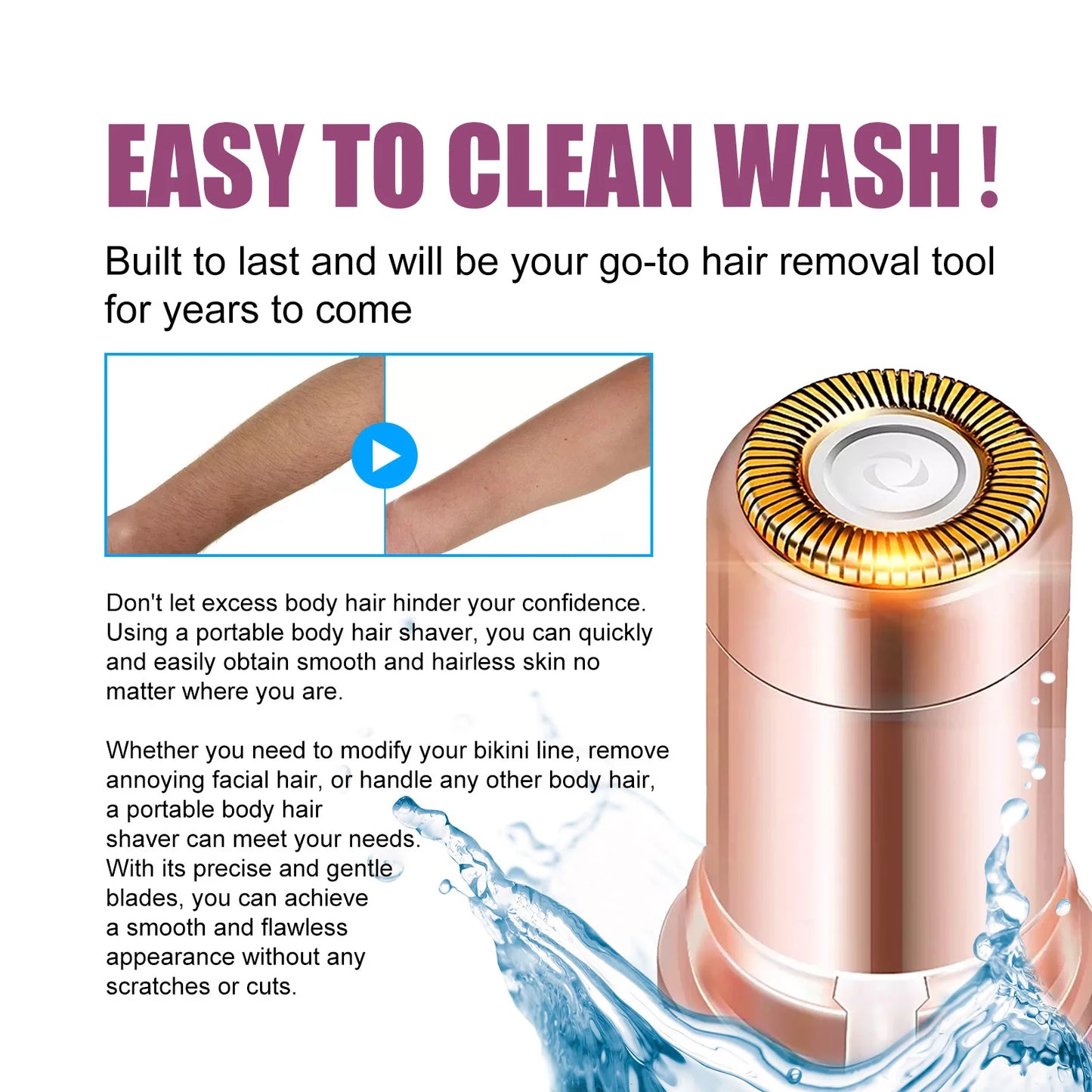 Portable Lipstick Electric Hair Remover for Women – Painless Facial Shaver