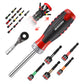 Geinxurn Ratcheting Screwdriver Set, Rachet wrench, Rachet bit Handle and Nut Driver with Mixed Impact S2  Bits