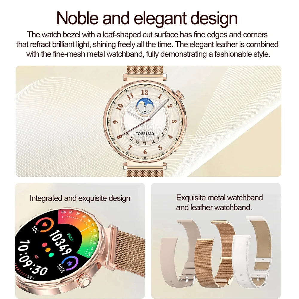 2025 New GPS Tracking Smartwatch Women AMOLED HD Screen Heart Rate Bluetooth Call IP68 Waterproof IOS