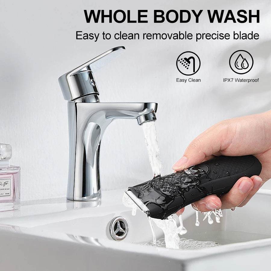 Cordless Waterproof Groin Hair Trimmer – Personal Electric Body Shaver for Men