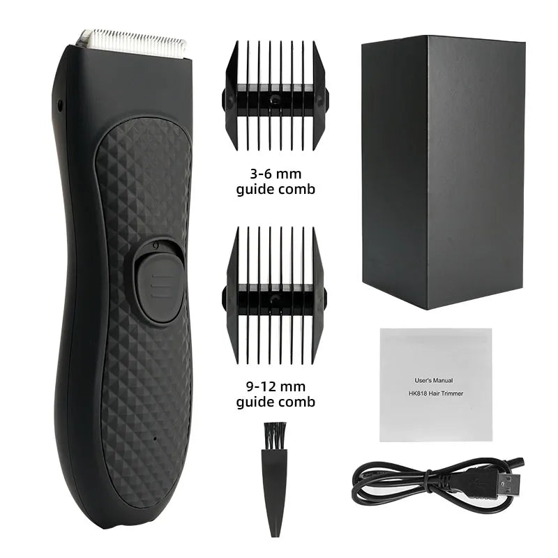 Cordless Waterproof Groin Hair Trimmer – Personal Electric Body Shaver for Men