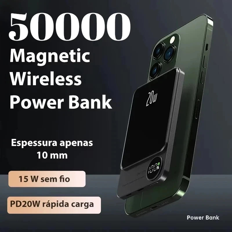 2025 New PD22.5W Super Fast Charging 10000 MAh Mini Ultra-thin Magnetic Wireless Power Bank Digital Display Mobile Power Supply