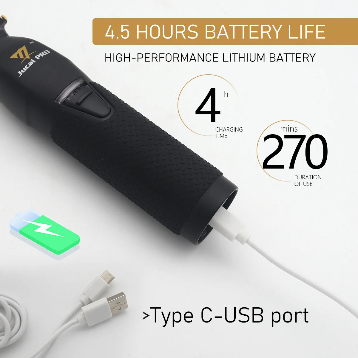 JUCAI Pro Wireless Hair Clipper – 7200RPM Ultra-Thin 0 Tooth Pitch Professional Trimmer