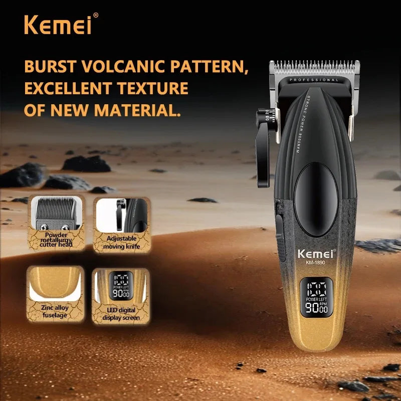 Kemei Professional Barber Clipper – Cordless, Metal Body, 9000RPM