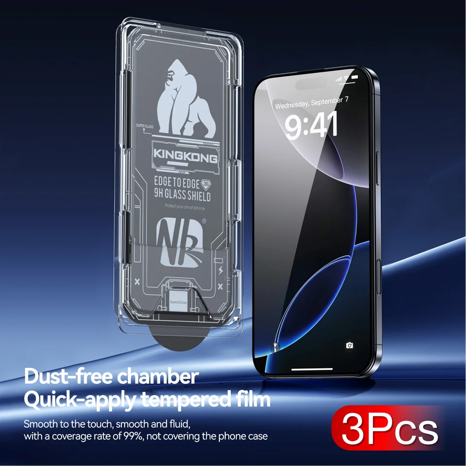 3Pcs For Apple iPhone 17 Pro Max 16 15 14 Plus 13 Air Tempered Glass Screen Protector 9H No Dust Bubbles Mobile Accessories