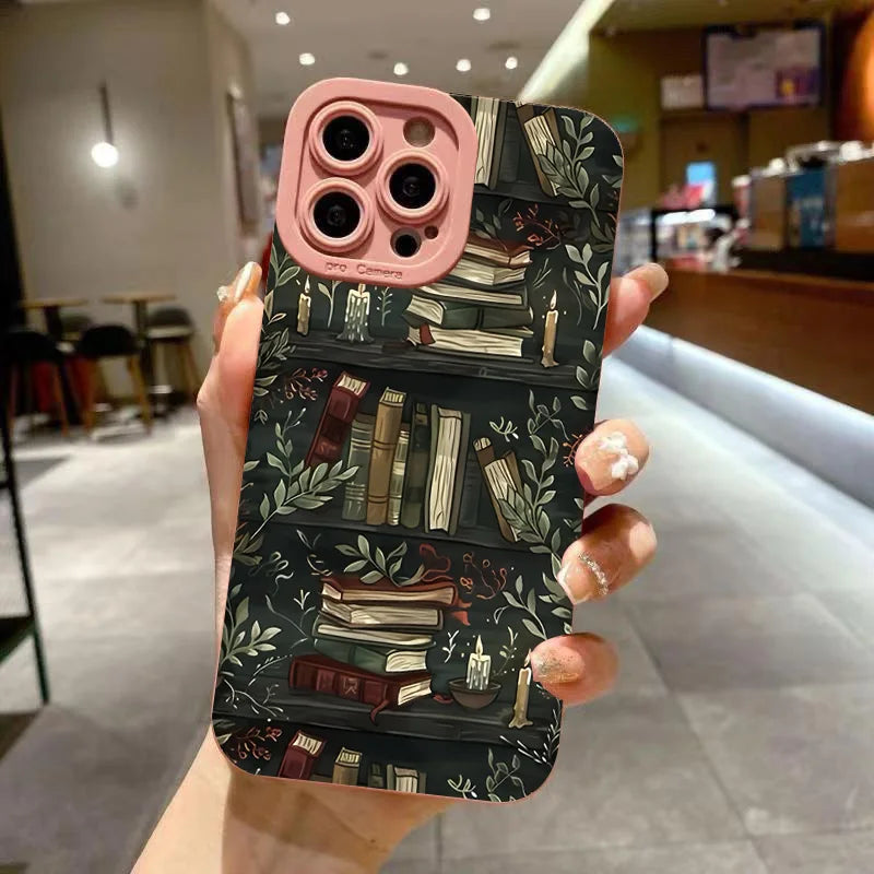 Creative Beautiful Book Pattern Phone Case For iPhone 11 12 13 14 15 16 17 Air Pro Max 16E 7 8 Plus X XR XS SE2 Shockproof