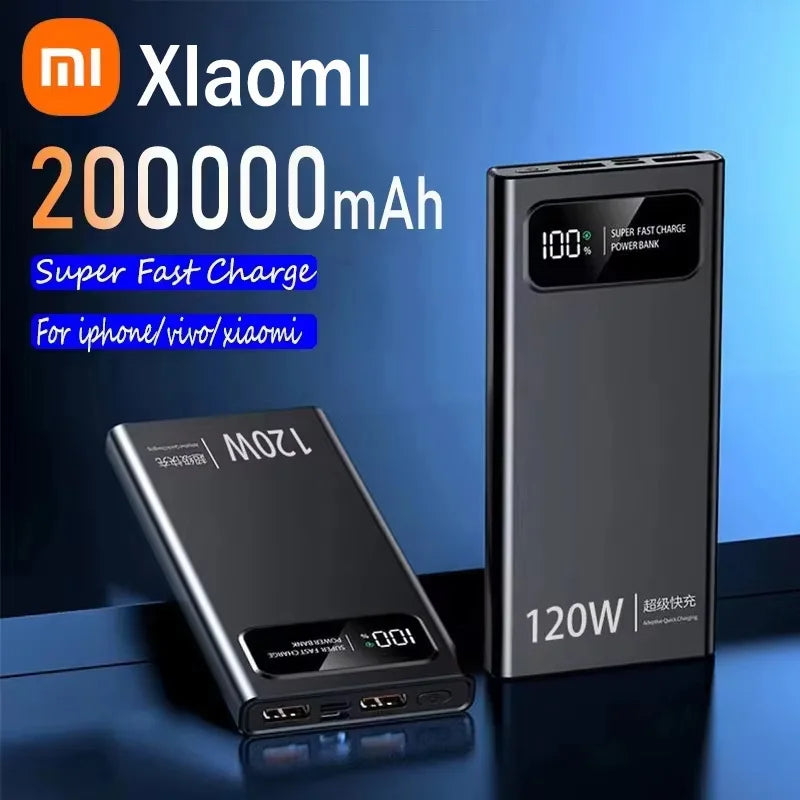 Xiaomi 200000mAh Power Bank 120W Super Fast Charging Battery High Capacity Digital Display For iPhone Samsung Huawei