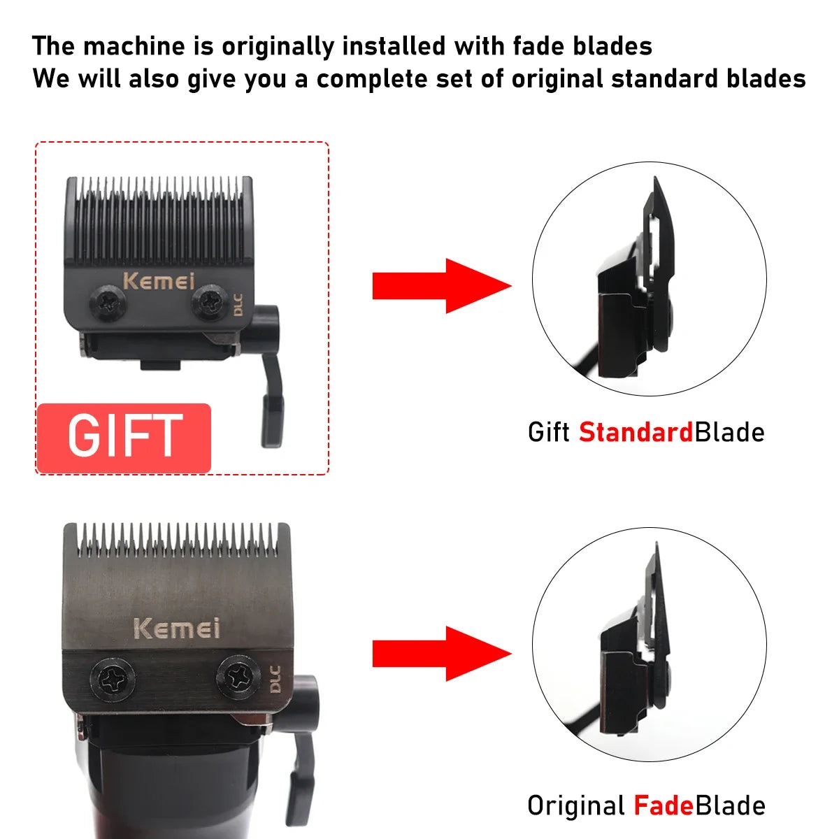 Kemei KM-2796 Professional Hair Clipper – Brushless Motor, DLC Blade, 9000RPM