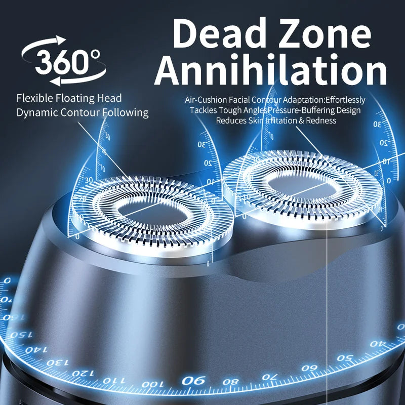 Dual-Head Electric Shaver – Intelligent Digital Display with Variable Speed Beard Trimmer