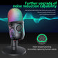 Gaming USB Condenser Microphone for PC – Podcast & Studio Recording with LED, Noise Cancellation, Headphone Jack