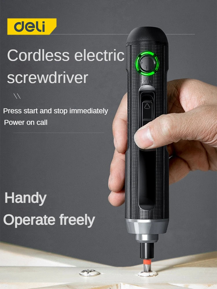 Deli 3.6V Electric Screwdriver – Wireless Rechargeable Lithium Battery Drill with LED Light Tool Set