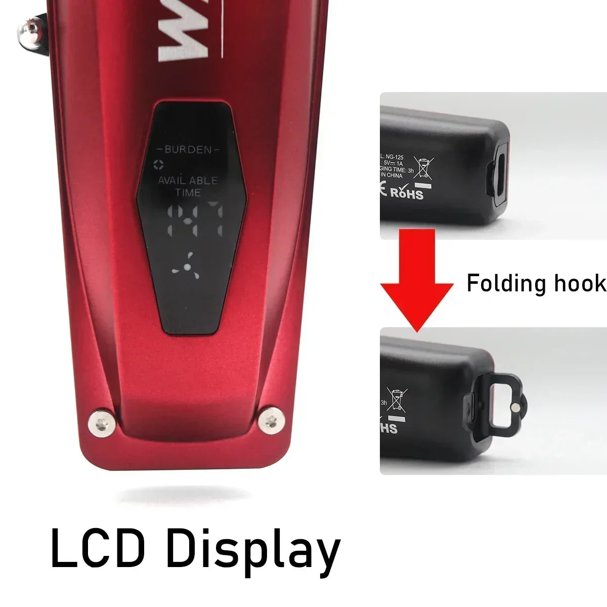 WMARK NG-125 Professional Hair Clipper – 7500RPM, Rotating Motor, 5 Blade Adjustments