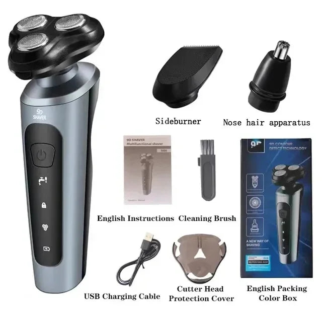 9D Electric Shaver for Men – USB Rechargeable 4-in-1 High-Power Razor