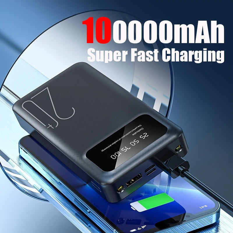 100000mAh Ultra Large Capacity Portable Power Bank With Fast Charging And LED Flashlight Function Suitable For IPhone Xiaomi