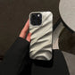 Luxury Plating 3D Wave Pattern Glossy Case For iPhone 16 15 14 13 12 11 17 Pro Max X XS Max XR Plus Fashion Bright Bumper