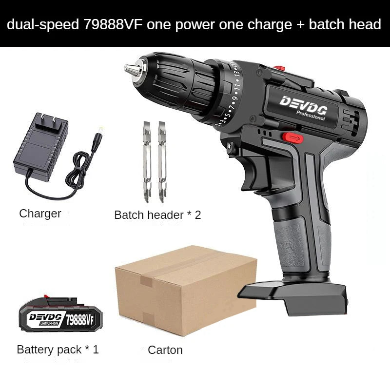 Industrial grade brush electric drill,  screwdriver, self-locking metal clamp, wireless power driver, DC lithium-ion bat