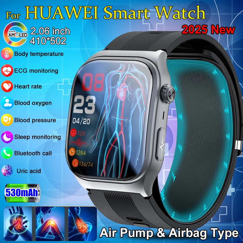 For huawei Smart Watch Men Air Pump Airbag 2025 New Ture Accurate Measure Blood Pressure health Waterproof Fitness Sport