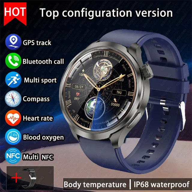 For Huawei 1.85-inch Smart Watch Men Sport Waterproof Fitness Heart Rate Watches Compass GPS Track NFC Bluetooth Call Smartwatch