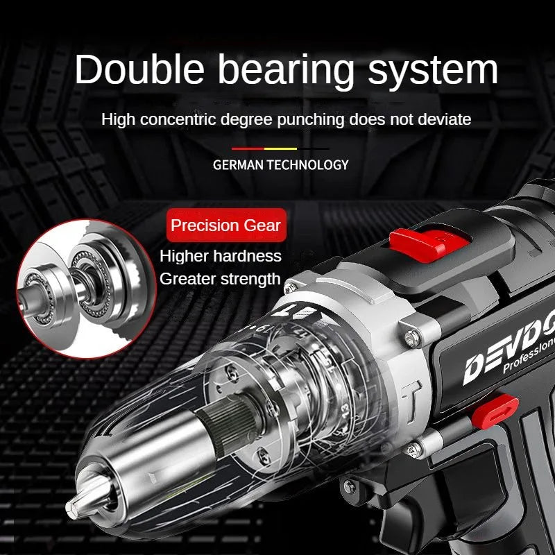 Industrial grade brush electric drill,  screwdriver, self-locking metal clamp, wireless power driver, DC lithium-ion bat