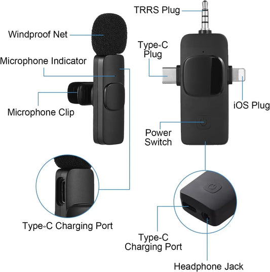 2.4G Wireless Lavalier Microphone – Portable Mini Mic for iPhone, Android & Live Streaming