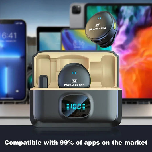 Wireless Magnetic Lapel Microphone – 164ft Range, 40H Battery with Charging Case for Video Recording