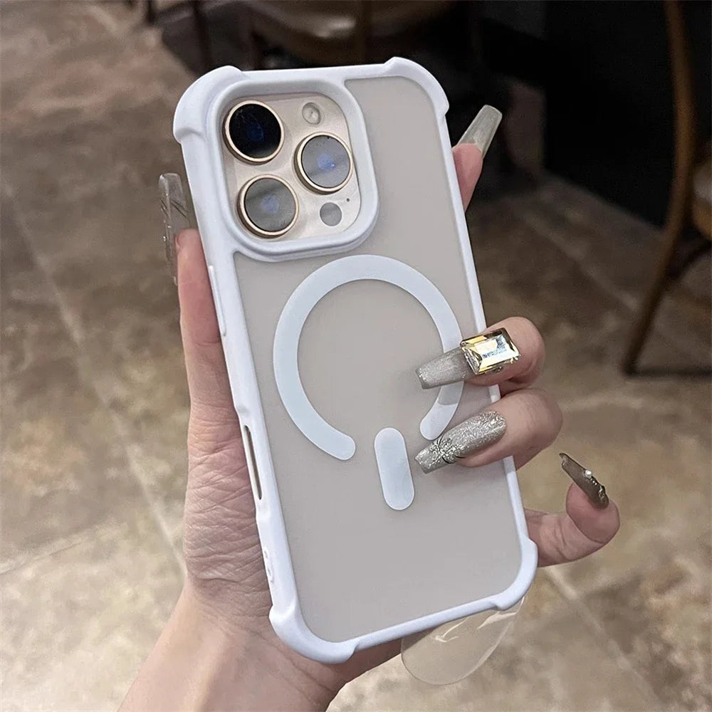 Matte Translucent for Magsafe Phone Case for iPhone 17 16 15 14 13 12 11 Pro Max Magnetic Wireless Charging Shockproof