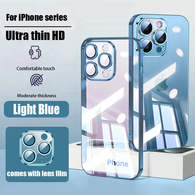 Official 17 Air Series Original Color Phone Case for iPhone 16 15 14 13 12 11 Pro Max Plus Transparent Simplicity TPU Soft