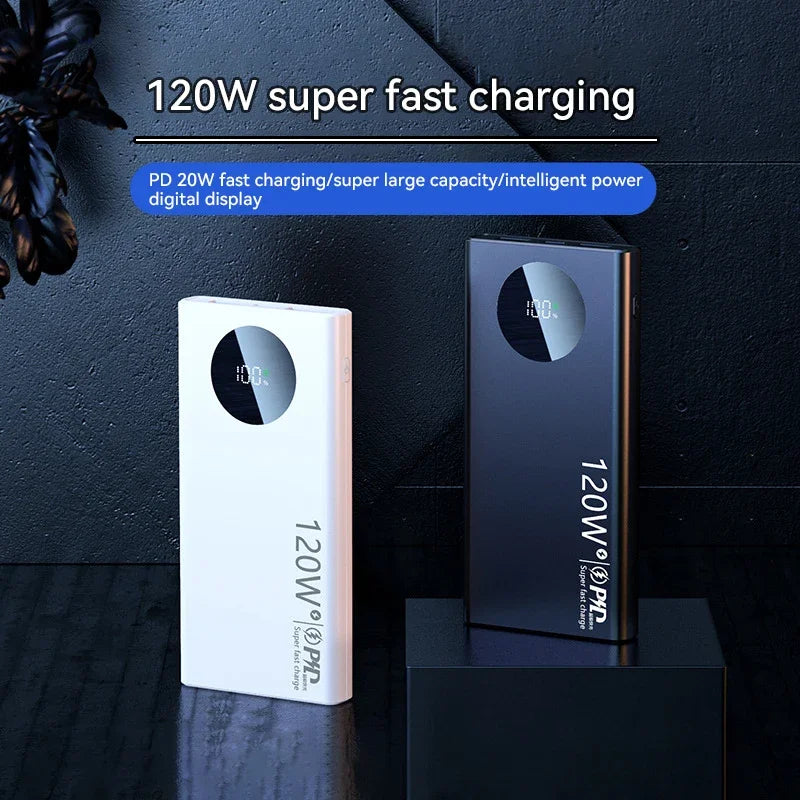 80000mAh High Capacity Powerbank 120W Super Fast Charging Device for iPhone Samsung Huawei Xiaomi