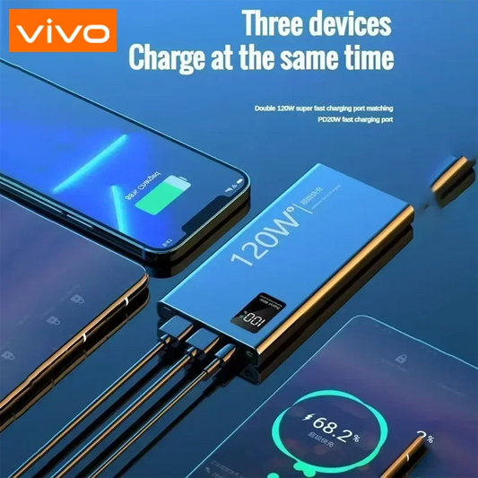 VIVO 120W Power Bank 50000mAh High Capacity Super Fast Charging Portable Battery Charger For iPhone Samsung Huawei