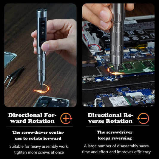 MINIWARE ES15S Smart Motion Control Electric Screwdriver – USB Rechargeable with 24pcs Bit Set & LED Light