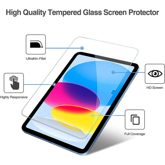 For Ipad A16 10 9 9th 10th Generation Pro 13 M4 12.9 Tempered Glass Screen Protector For Ipad Air 11 M2 M3 5 4 3 2 Mini 6 7 Film