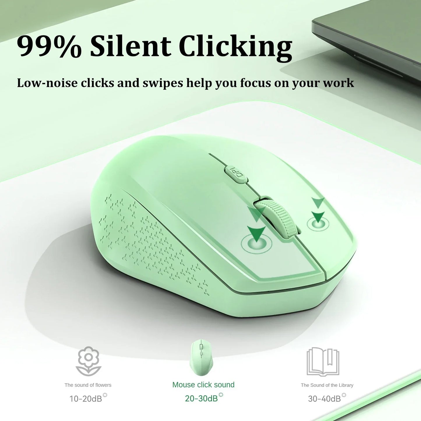Bluetooth 5.2 Dual-Mode Wireless Mouse – Silent, Rechargeable, 1600DPI for Laptop & PC
