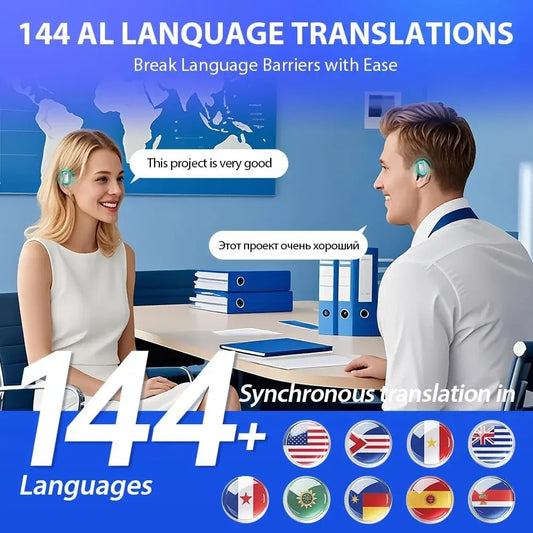 UYUXIO Real Time Translation Wireless Earbuds with 144 Language OWS LCD Touch Screen AI Language  for Business