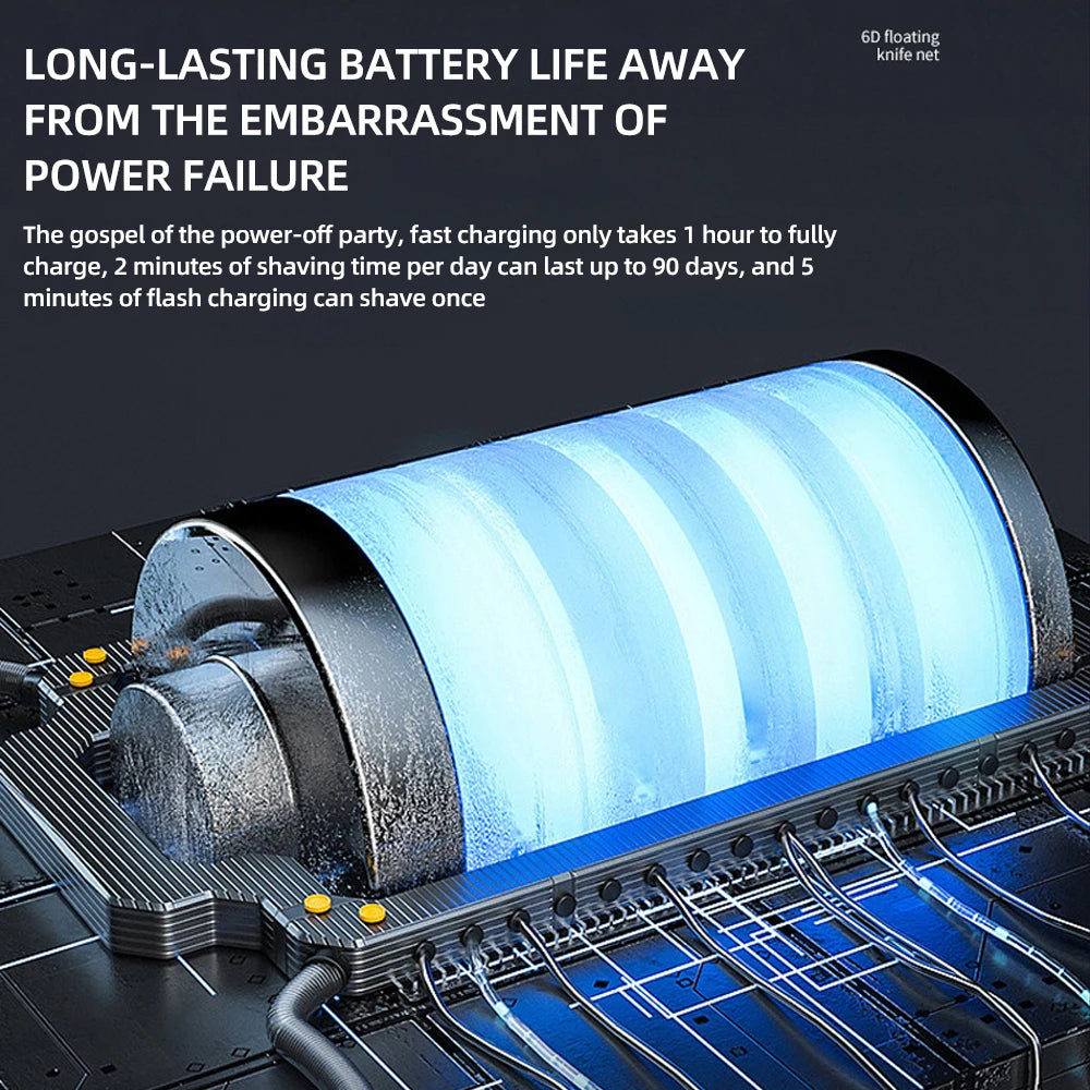 Men’s 2-in-1 Electric Shaver – 6D Floating Razor & Nose Hair Trimmer