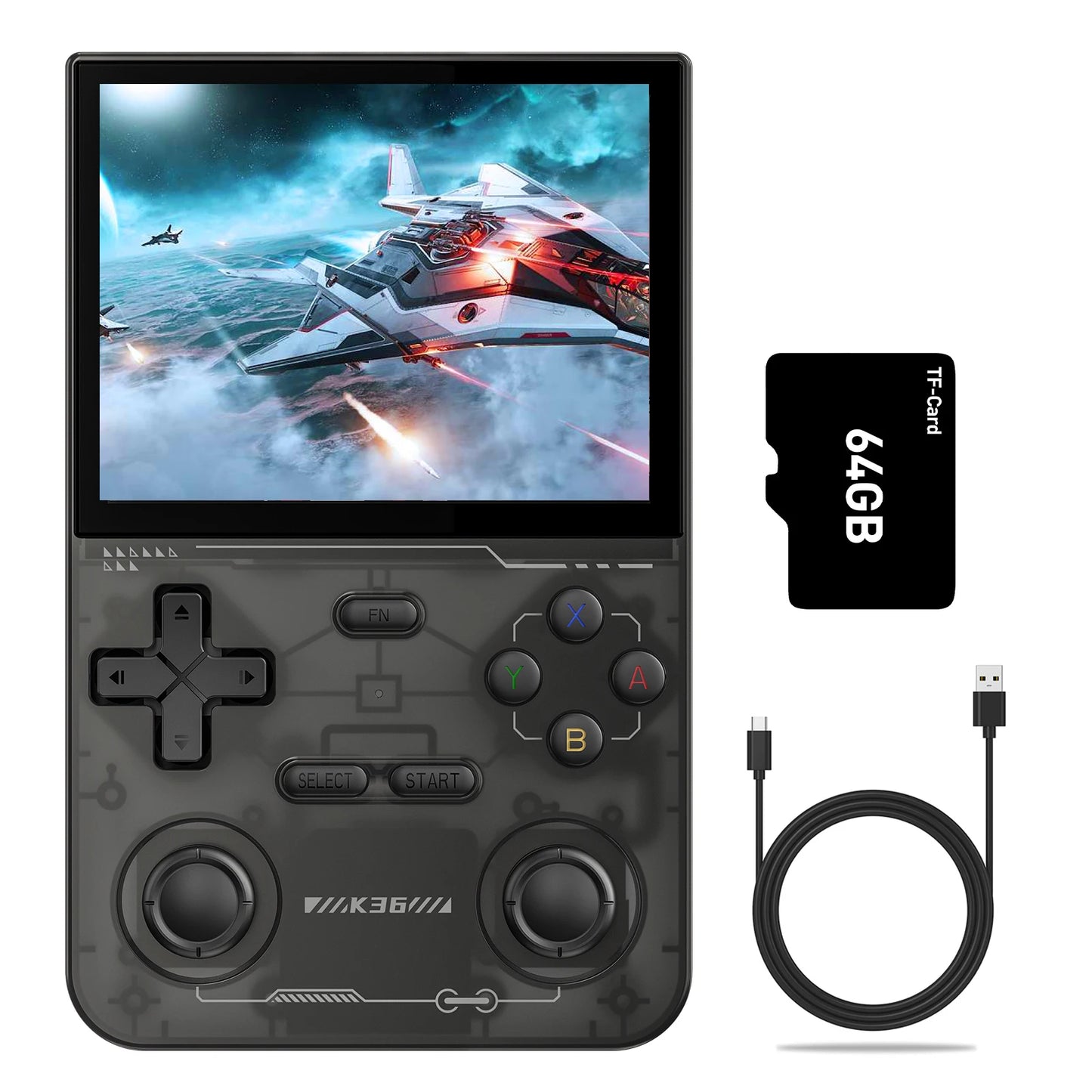 GAMINJA K36 Handheld Game Console – 3.5" IPS Screen, 64GB Memory, Classic Portable Open-Source Gaming