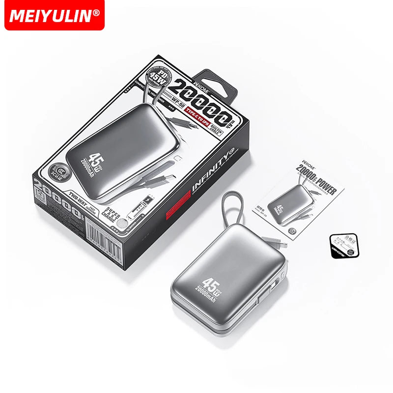 For Laptop 20000mAh 45W Power Bank 10000mAh USB C Cable Fast Mobile External Battery For iPhone Samsung Xiaomi