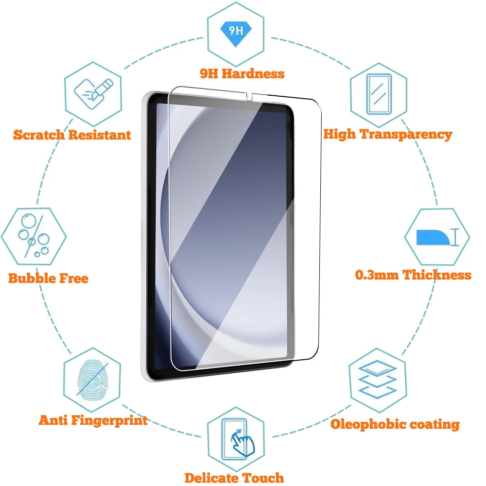 2pack Screen Protector Tempered Glass For Samsung Galaxy Tab S9 Fe 10.9 12.4 Ultra A9 Plus 9H Protective Film
