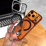 Fashion Frameless Magnetic Phone Case For iPhone 17 16 15 14 Pro Max 13 Creative Lens Bracket Ultra Thin for 17 Air 17Pro
